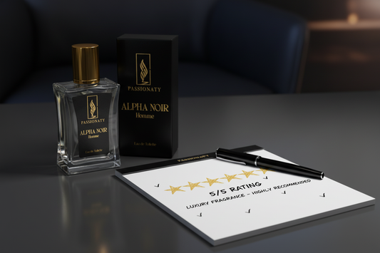 Herrenparfüm Test 2025 – Alpha Noir Homme von Passionaty als Testsieger mit 4,8 von 5 Punkten