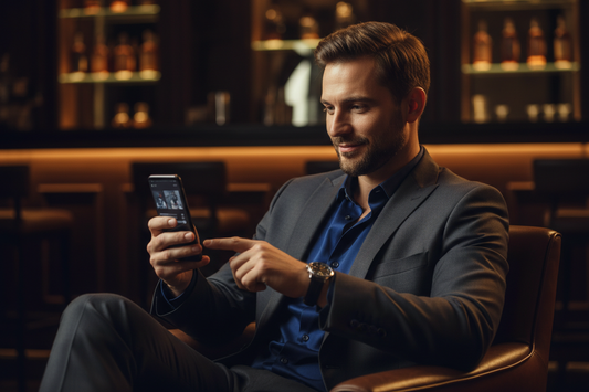 Selbstbewusster Mann mit Smartphone – Tinder-Fehler vermeiden und mit dem richtigen Auftreten mehr Erfolg beim Dating